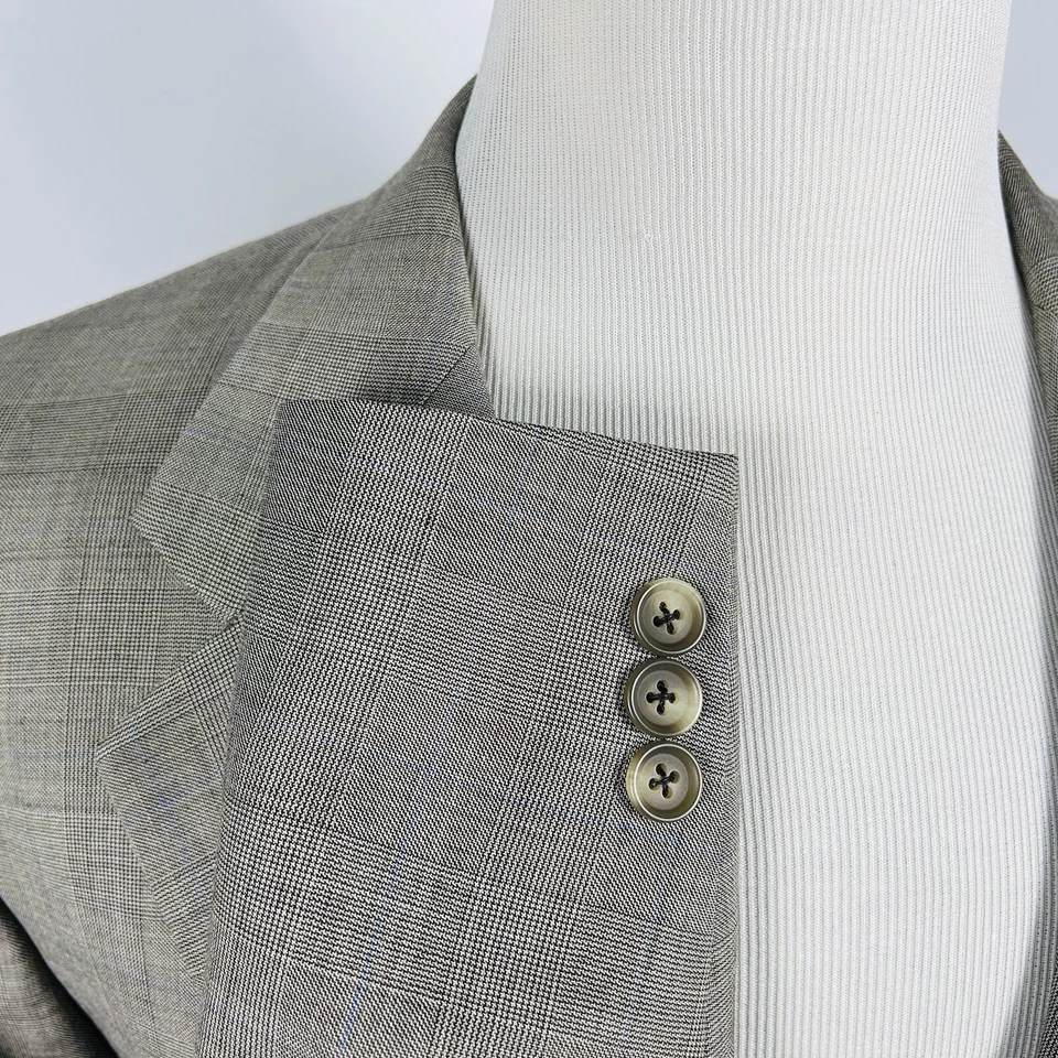 Abrigo deportivo Jack Victor 44L 100 % lana beige a cuadros dos botones totalmente forrado Foto 4 de 4