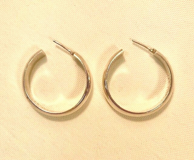 Large Solid Sterling Silver Hoop Earrings 925 - 1… - image 1