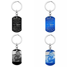 Personalized Photo Text Dog Tag Pendant Keychain Believe Dream Son Daughter Dad