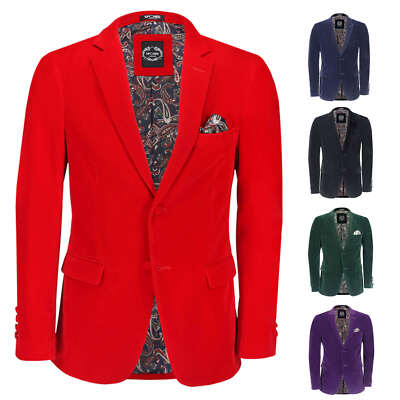 GARY - Herren Samt Blazer Klassisch Smart Casual Tailored Fit Hochzeit Anzug Jacke