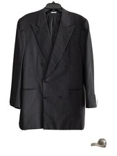 AUTHENTIC BRIONI 100 WOOL BLACK GRAY BREASTED LINED POCKET JACKET SIZE 43 R