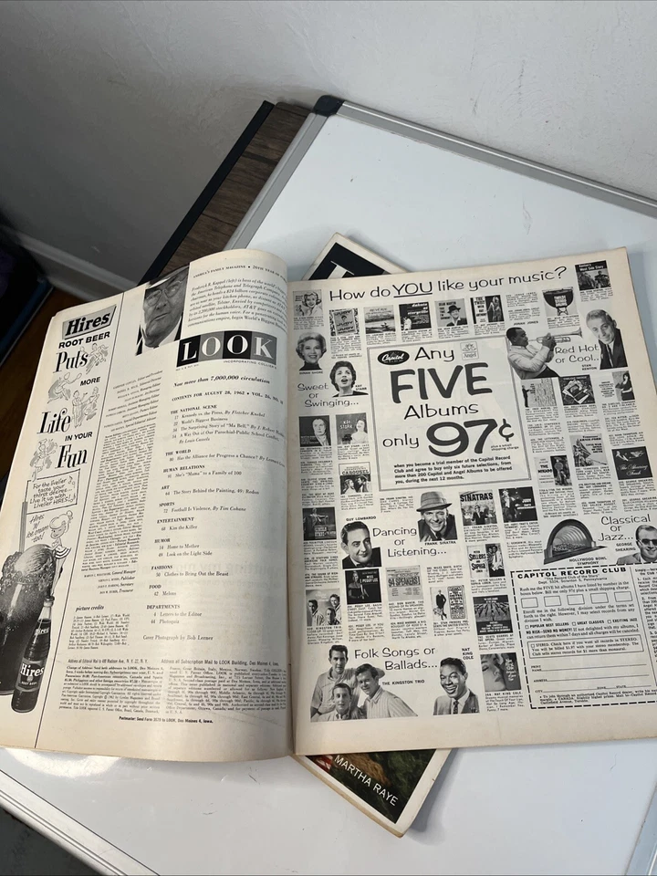 2 1962 Look Magazines August Kennedy Doris Day Vintage Advertising Camel Hires 1 - Image 4 of 4