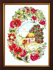 Diy Needlepoint Mixed Embroidery "Viburnum Painting". Embroidery Kit. Unprinted