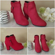 Damen Schuhe Stiefel Stiefeletten Boots Wildleder Optik rot Gr. 39 *NEU*