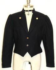 Wool Fitted Jacket Women German Austria Short Blue Dress Pants B39" 8 S