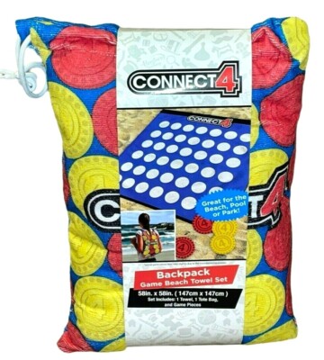 Connect 4 Backpack Game Beach Towel Set 58''x58'' Tote Bag & Game Pieces