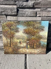 Original Alen Walters 12”x 16” Oil On Canvas Impressionist Landscape Painting  