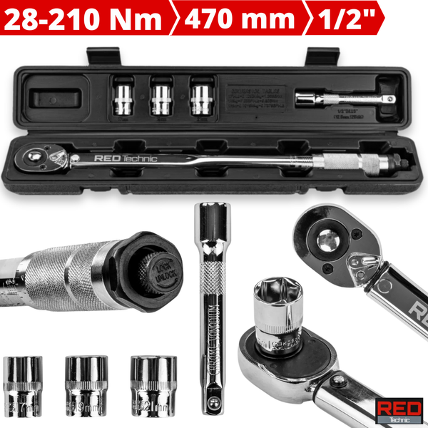 DrehmomentschlüSsel 1/2 Set RatschenschlüSsel SchlüSsel ZubehöR 28-210Nm NüSse-image