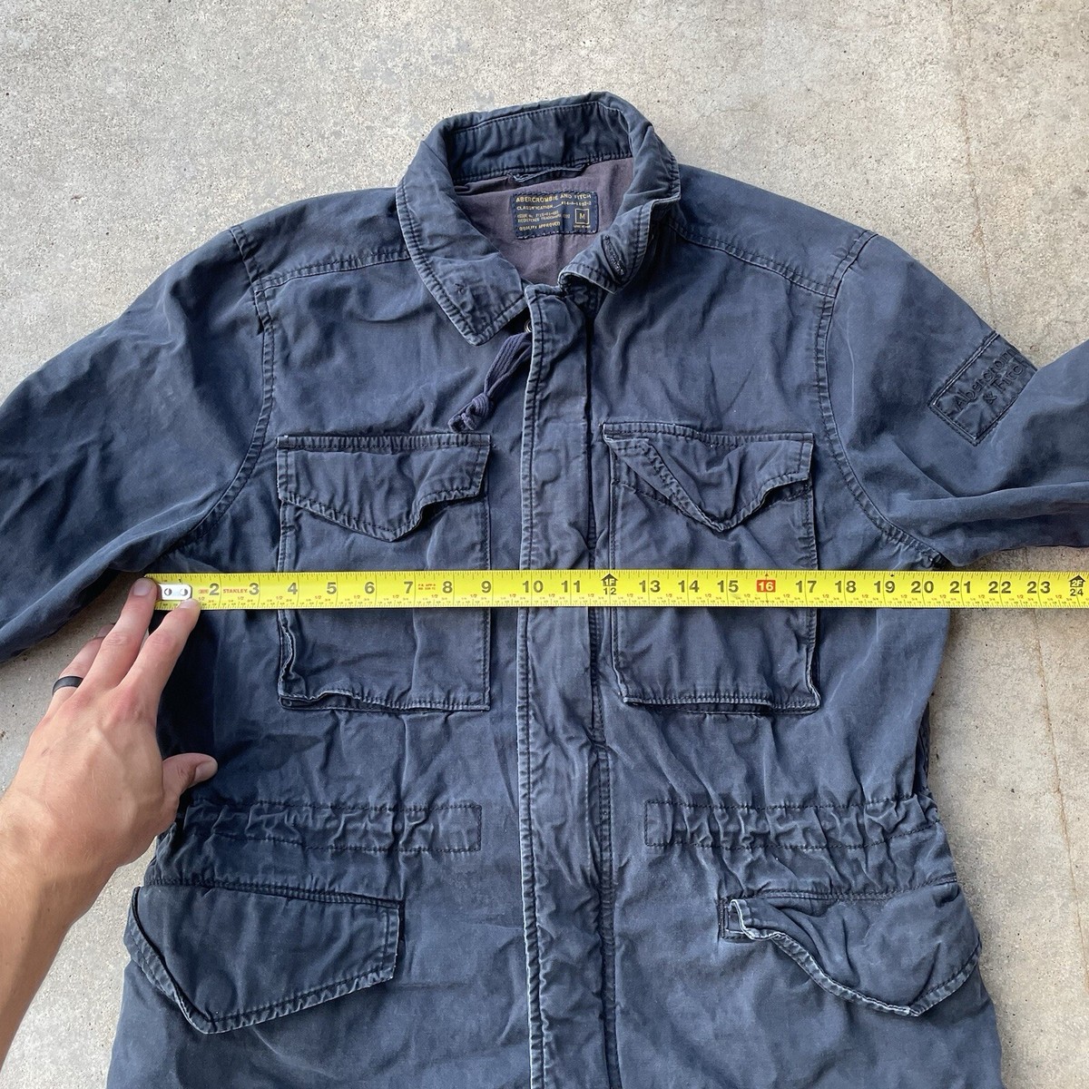 Abercrombie & Fitch ミリタリージャケット M ネイビー Abercrombie & Fitch Zip Jacket Mens MD Blue Military Field