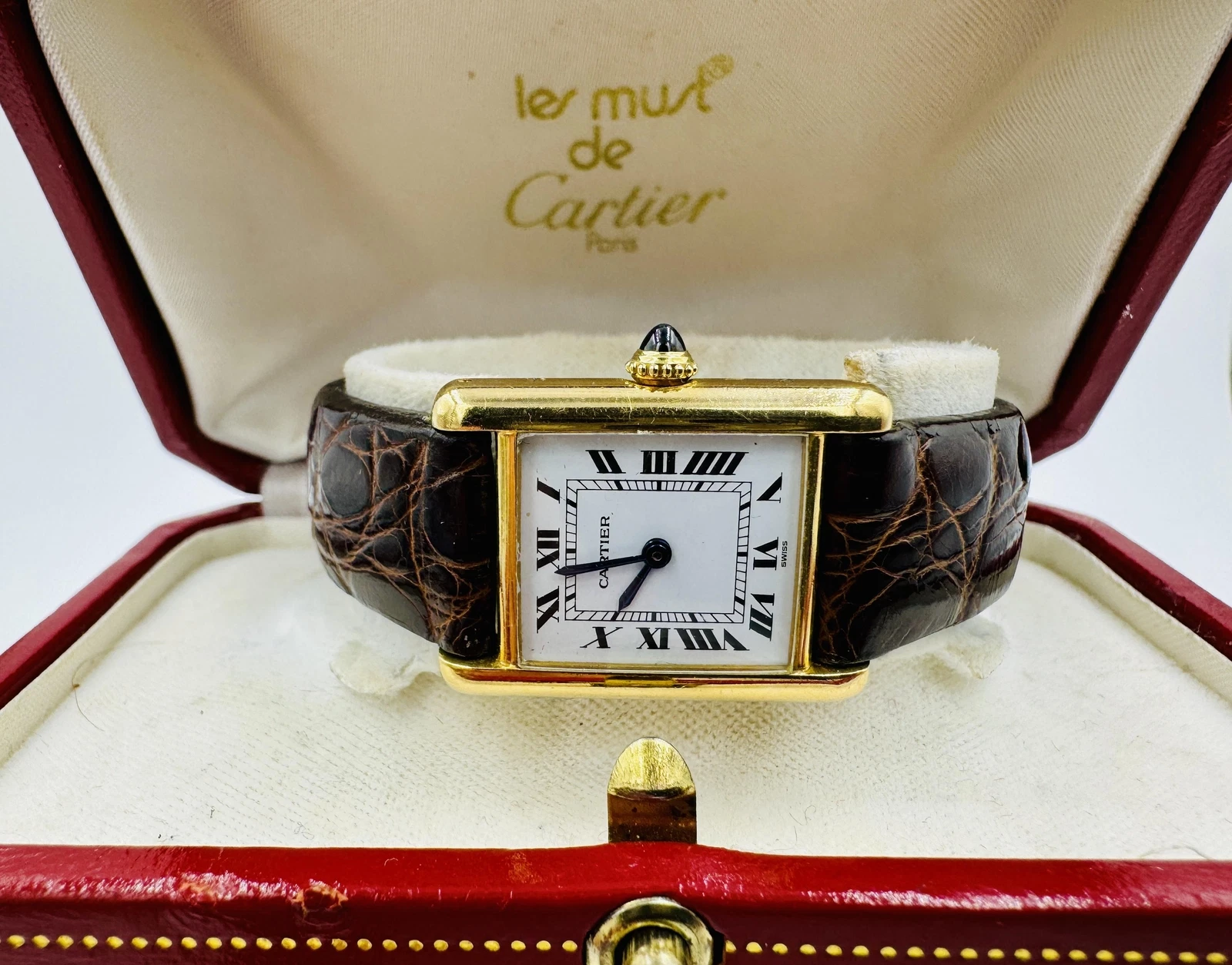 Cartier Tank Louis 18k gold Watch Deployment Clasp Manual Wind