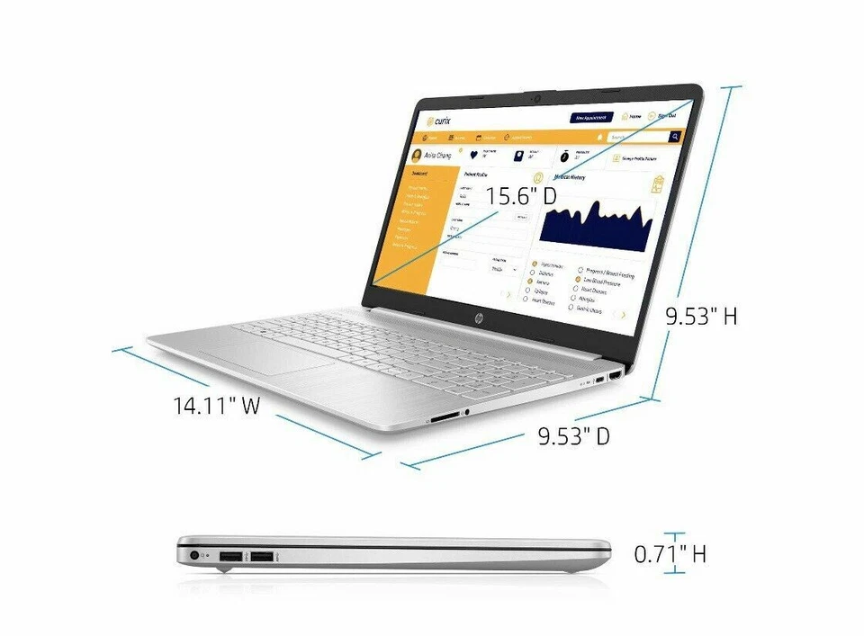 HP Notebook 15.6" HD Touchscreen Core i3-1005G1 (1.2-3.4GHz) 8GB 256GB SSD W10S - Image 3 of 4