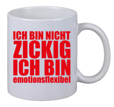 Kaffee Tasse ''Ich bin nicht zickig ich bin emotionsflexibel'' Red Font  Rot X-Mas