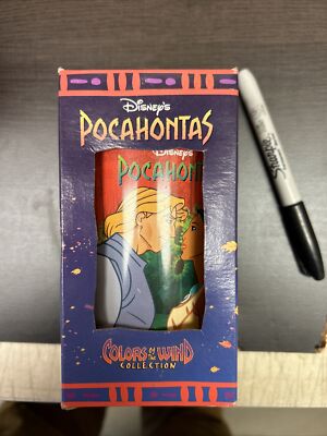 VINTAGE BURGER KING DISNEY'S POCAHONTUS & JOHN SMITH COLLECTABLE GLASS 1995
