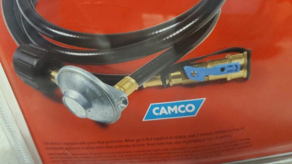 Camco 57629 Gas Regulator & 6' Hose  Female Quick Connect ACME RV Grill Heater - Image 4 of 4