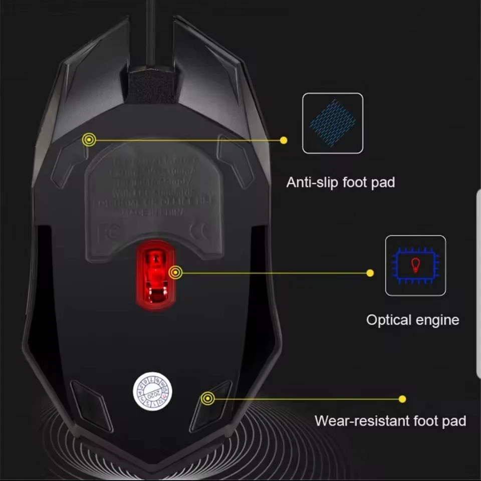 Wired Mouse Colorful LED Gaming Mouse E-Sports USB 5000 DPI- White - Image 4 of 4