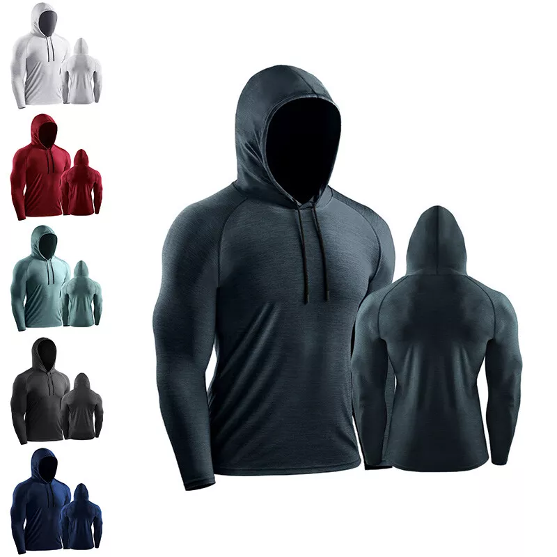 Mens Compression Hooded Tops Fitness Quick Dry Training Sports Hoodie  Pullovers