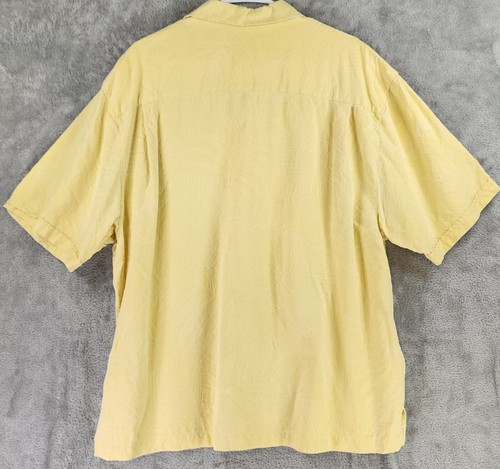 Jamaica Jaxx Shirt Mens XXL Yellow Tropical Hawaiian Casual Silk Button Up - Picture 2 of 11