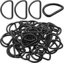 BronaGrand 50pcs 1 inch Metal D Rings Buckles for Straps Ties Belts Bags Black
