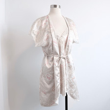 Indulgence Satin Peignoir Set Snakeskin Robe Lace Slip Dress Nightgown Small