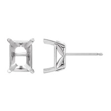 Setting Octagon 8x6mm Semi Mount Women Earring 925 Sterling Silver Jewelry