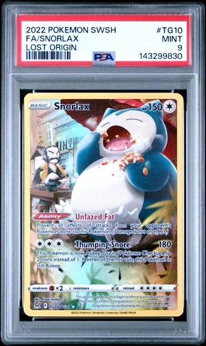 2022 POKEMON SWORD & SHIELD LOST ORIGIN #TG10 FULL ART/SNORLAX PSA 9