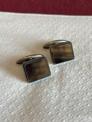 Antique Soviet Silver Cufflinks 875 Assay Value With Agate