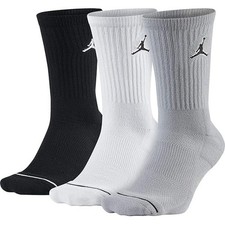 Jordan Everyday Crew Socks - White, Black, Grey- 3 Pack - Size L 8-12