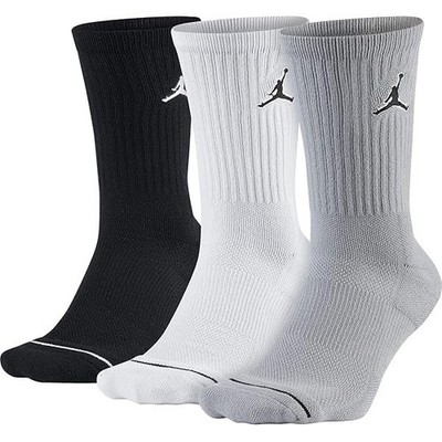 Jordan Everyday Crew Socks - White, Black, Grey- 3 Pack - Size L (8-12)