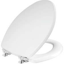 Mayfair Bennett Toilet Seat with Chrome Hinges, Slow Close Wood Seat, Secure ...
