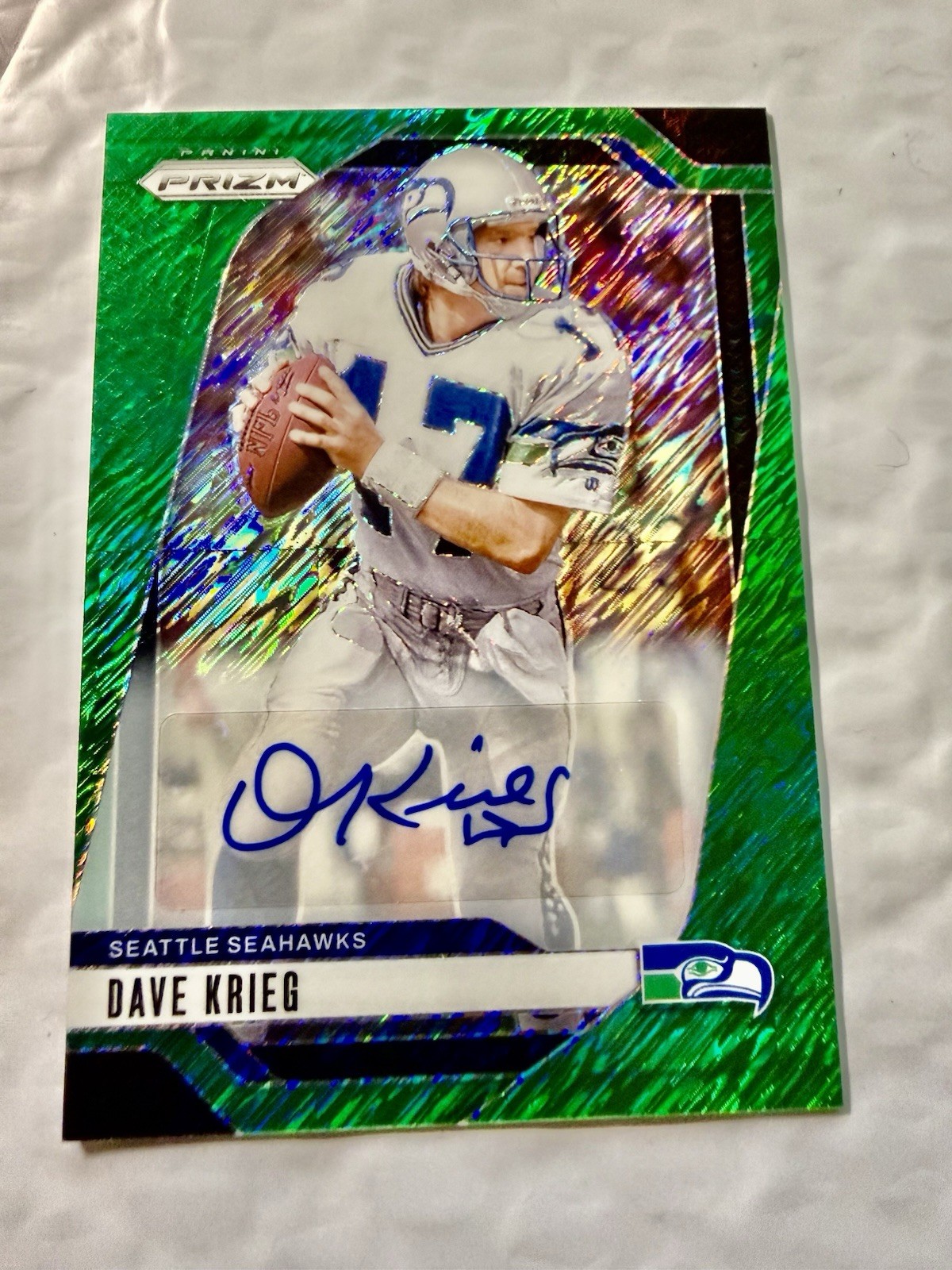 2024 NFL Panini Prizm Dave Krieg Green Shimmer Auto #/5 FOTL #267