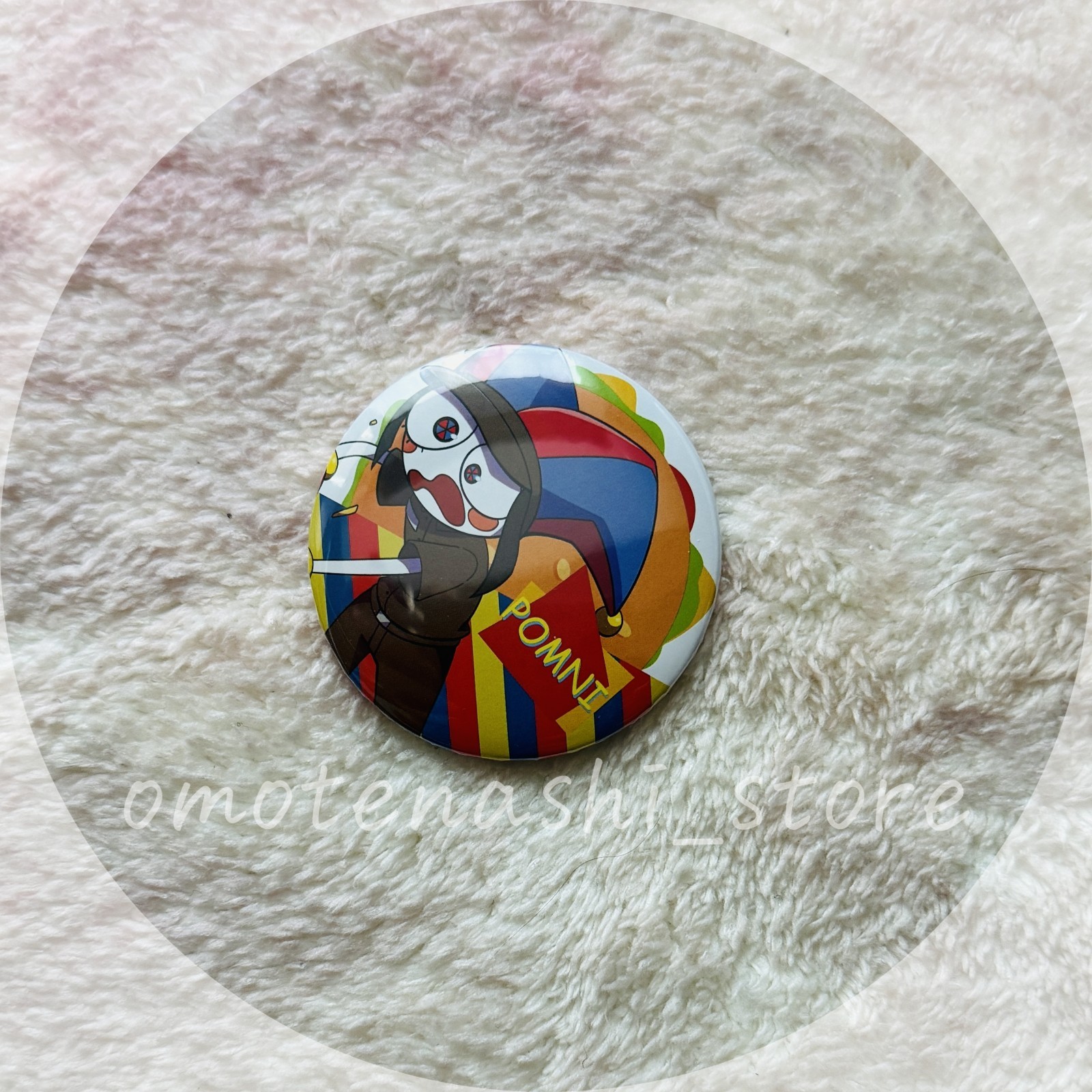 The Amazing Digital Circus Tower Records Cafe Button Badge Pomni