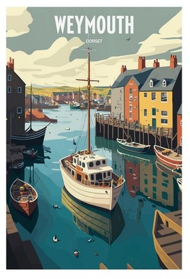 2_Weymouth Hafen Reisedruck - Dorset County Reisekunst - England Strandreise