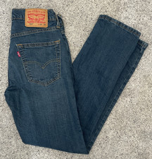 Levi's 514 Men's Straight Fit Jeans 28x32 Dark Wash Distressed Denim