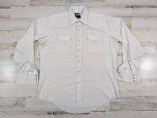 Vintage Wrangler Shirt Mens 17 35 White Pearl Snap Button Up USA Made