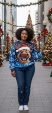 Adult Unisex Reindeer Ugly Christmas Sweater Holiday Pullover Size XXL Excellent
