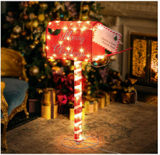 Christmas 34in Lighted Santa  s Mailbox Yard Decor Warm White Tinsel