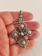 ANTIQUE RARE ETHNIC ETHIOPIAN SILVER COPTIC CHRISTIAN CROSS PENDANT 2