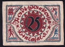 Bielefeld: 25 Mark 15.7.1921-fabric money silk