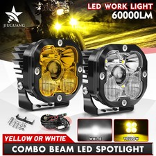 Motorcycle LED Driving Light Spot Flood Beams 6500K Work Light 3000K Fog Lamp