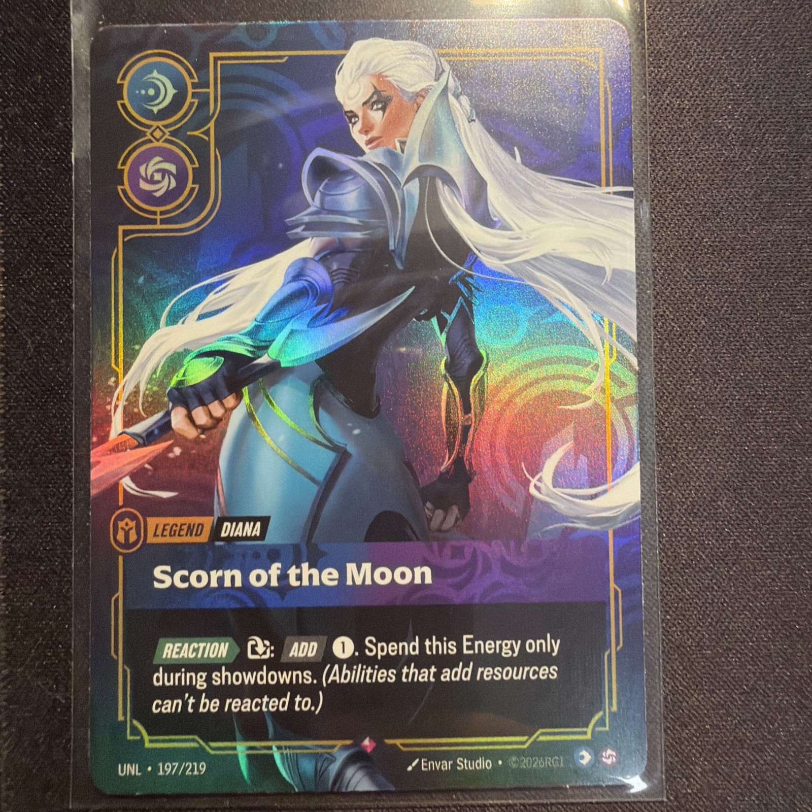 Riftbound Unleashed Diana Scorn Of The moon Foil UNL 197/219 Legend Diana!!