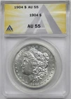 1904 $1 ANACS AU 55 Morgan Silver Dollar