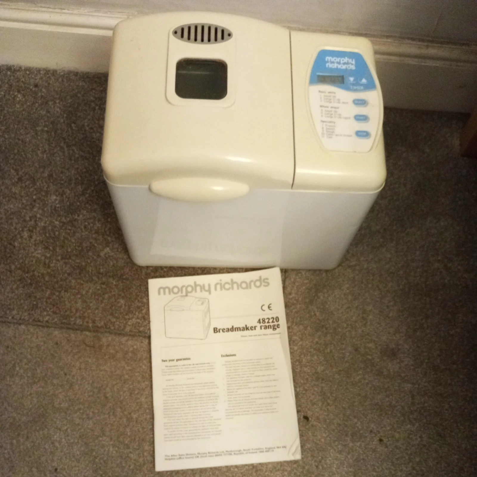Morphy Richards Bread Maker 48220 Fully Working With Paddle White 500W