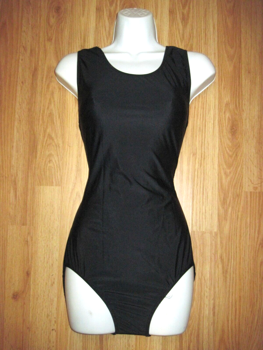 Woman's Plus Size Shiny Black Tank Spandex Tank Leotard Size XL