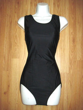 Woman's Plus Size Shelf Lined Shiny Black Tank Spandex Leotard Size 1XL NWT