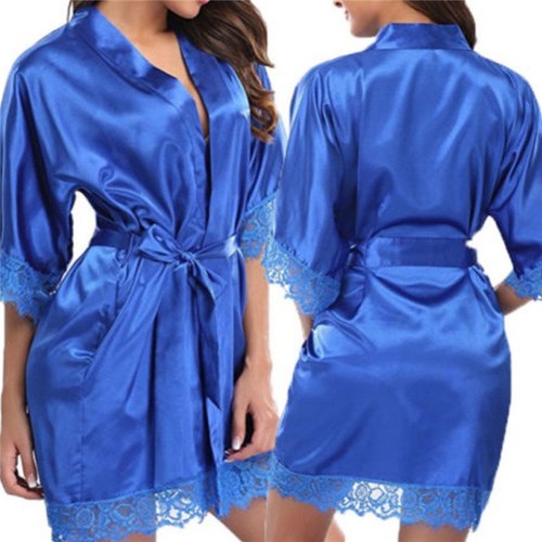 Lace Lingerie Dressing Bath Robe Sexy Ready Night Gown Bride Silk Wedding Stock - Picture 9 of 23