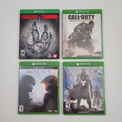 Lot Of 4 Xbox One Games: Evolve, COD Advanced Warfare, Halo 5 Guardians Destiny 