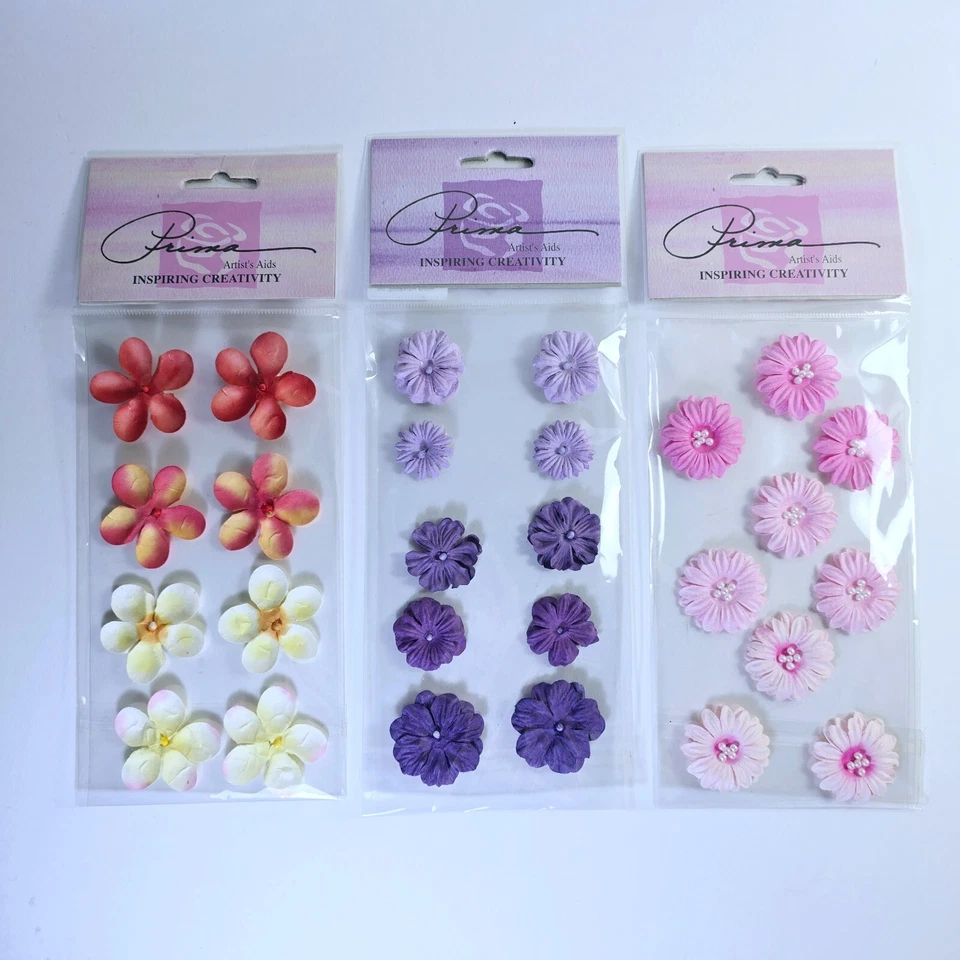 Lote de 14 adornos de tela de papel floral Prima FLOWERS Foto 3 de 4