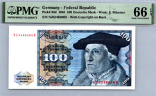 Germany 100 Mark 1980 PMG 66 EPQ GEM UNC P# 34d