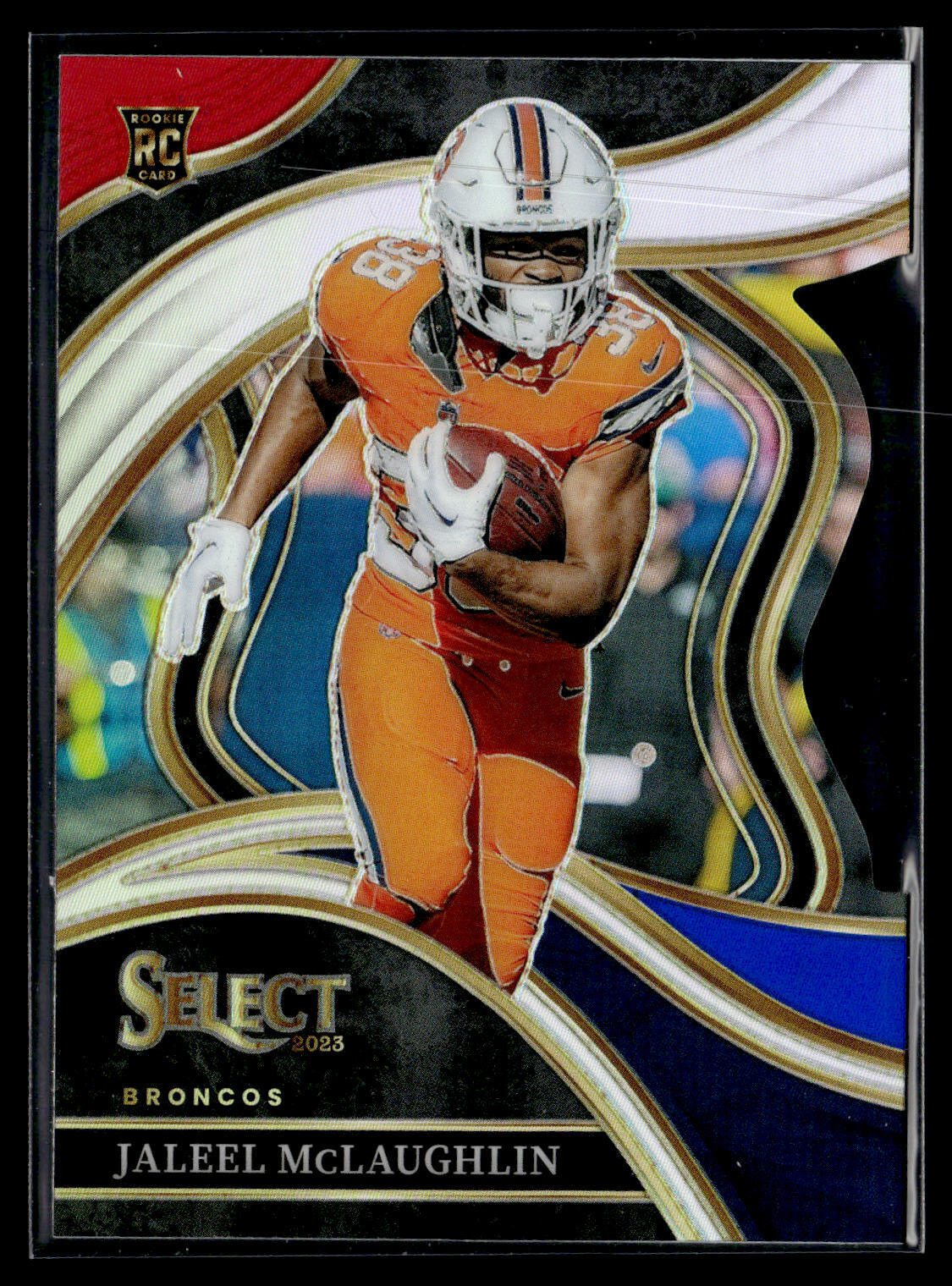 2023 Panini Select Jaleel McLaughlin #265 Red and Blue Prizms Die Cuts Broncos