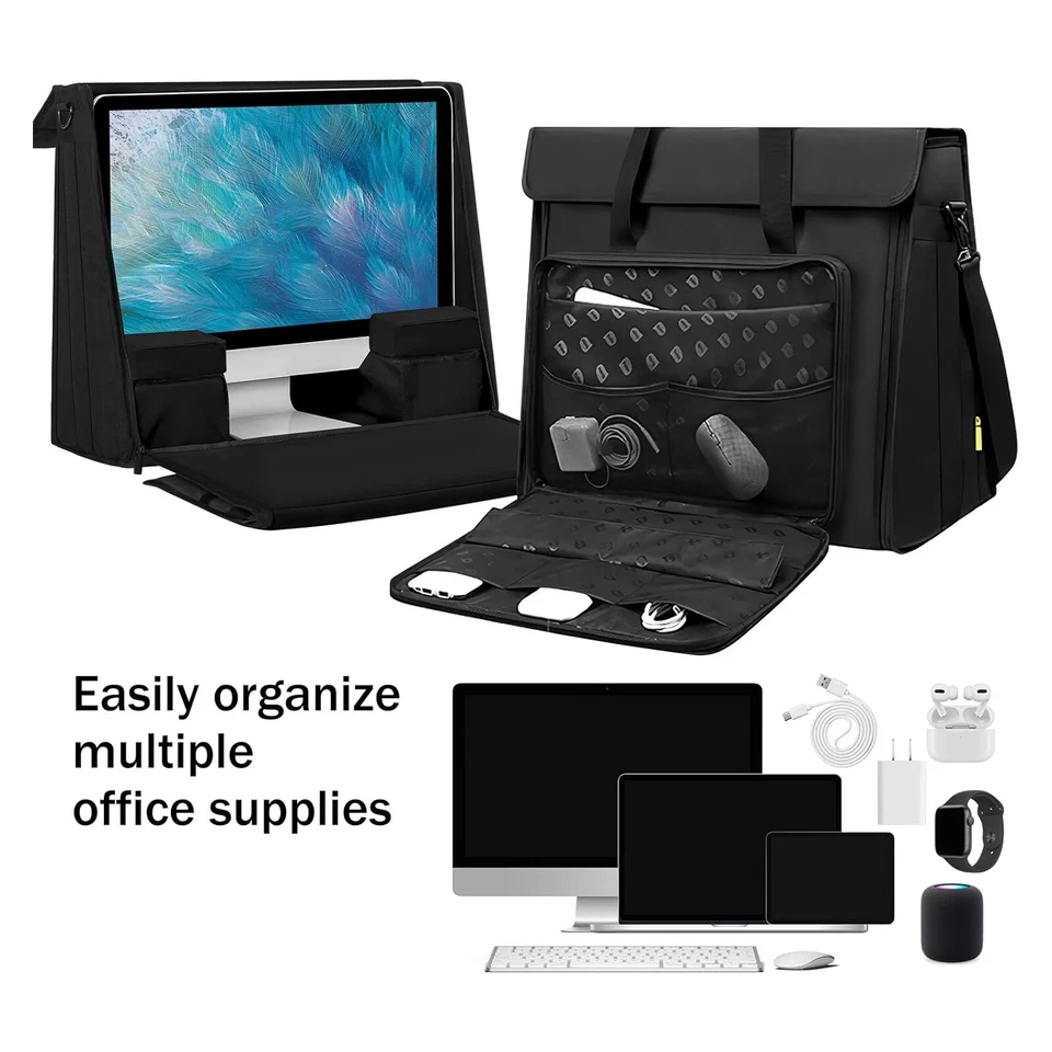 Estuche de transporte de 21,5"/24" para iMac Bolsa de computadora de escritorio Bolsa de almacenamiento de viaje Negro Foto 2 de 4